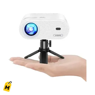 Proyector VISSPL Mini HD 1080P Portatil con Tripode para Cine en Casa y Ninos
