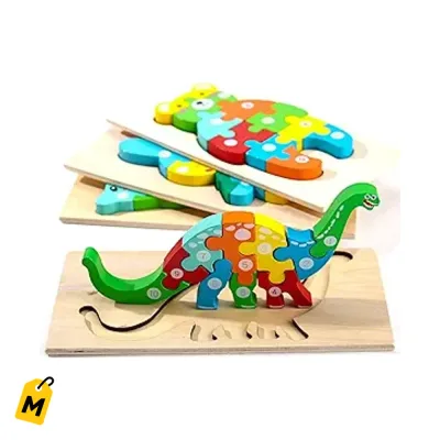 Puzzles de Madera Montessori Mama pa Ninos 3-5 Anos - 4 Animales Educativos