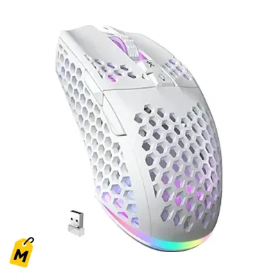 Raton Gaming SOLAKAKA SM600 Blanco 3 Modos Inalambrico RGB pa PC y Laptop