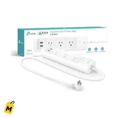 Regleta Inteligente Kasa KP303 con 3 Tomas Smart y 2 USB Protector Picos Alexa Google