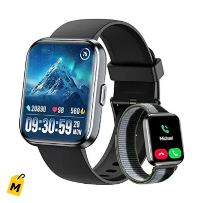 Reloj Inteligente Gydom 1.8 Pulgadas Llamadas Alexa 100+ Deportes y 2 Correas