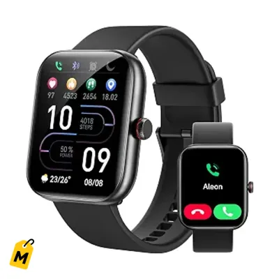 Reloj Smart Yoever pa Hombres y Mujeres, Llamadas, Alexa, Fitness Tracker, IP68