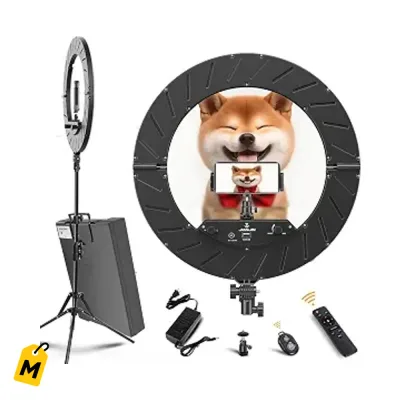 Ring Light 18 Pulgadas Kit LED Dimmable con Tripode y Control Remoto para Fotos y Videos
