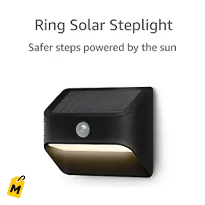 Ring Luz Solar Escalones - Sensor Movimiento, LED Potentes, Amazon Sidewalk, Negro