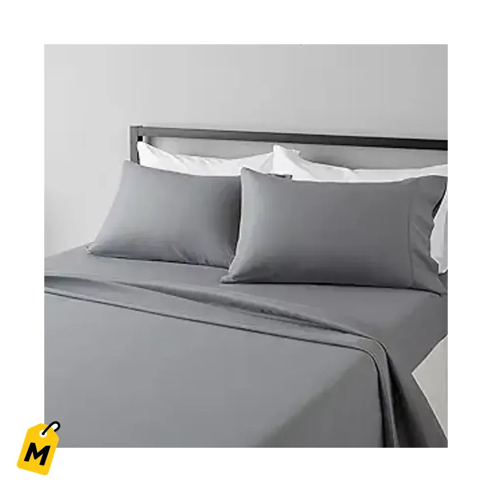 Sabanas Amazon Basics Microfibra Lujo Suave Gris Oscuro Full 4 Piezas Bolsillos Profundos