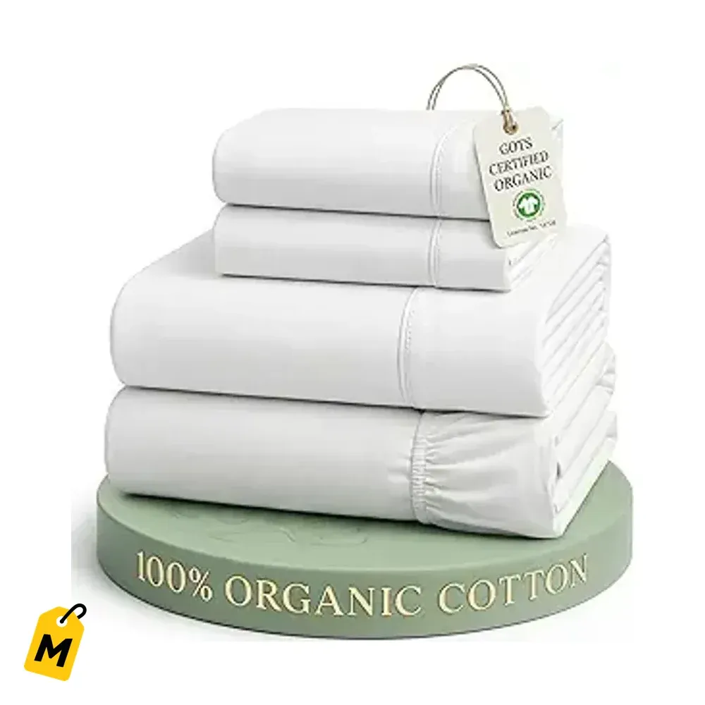 Sabanas LANE LINEN Algodon Organico Full Blancas - Suaves, Frescas, Certificadas
