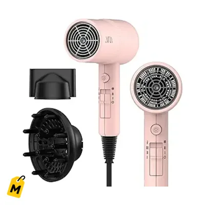 Secador AINA Rosa Babe 110V/1600W | Pelo Brilloso, Sin Frizz, Ligero y Compacto