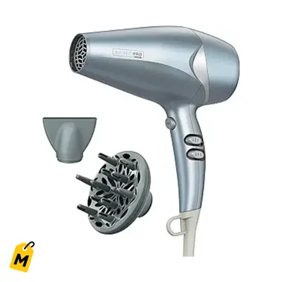 Secador Conair InfinitiPRO Azul - Ligero, Define Rizos, Brillo y Cero Frizz