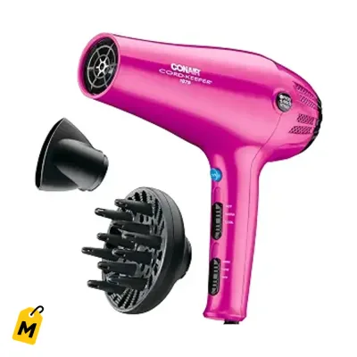 Secador de Pelo Conair Cord Keeper 1875W Rosado Cable Retractil pa to tipo de pelo