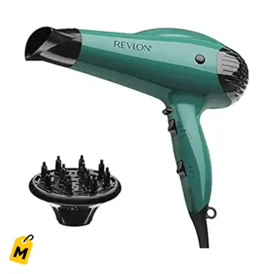 Secador de Pelo Revlon Volume Booster 1875W - Dale Volumen y Brillo a tu Pelo (Verde)