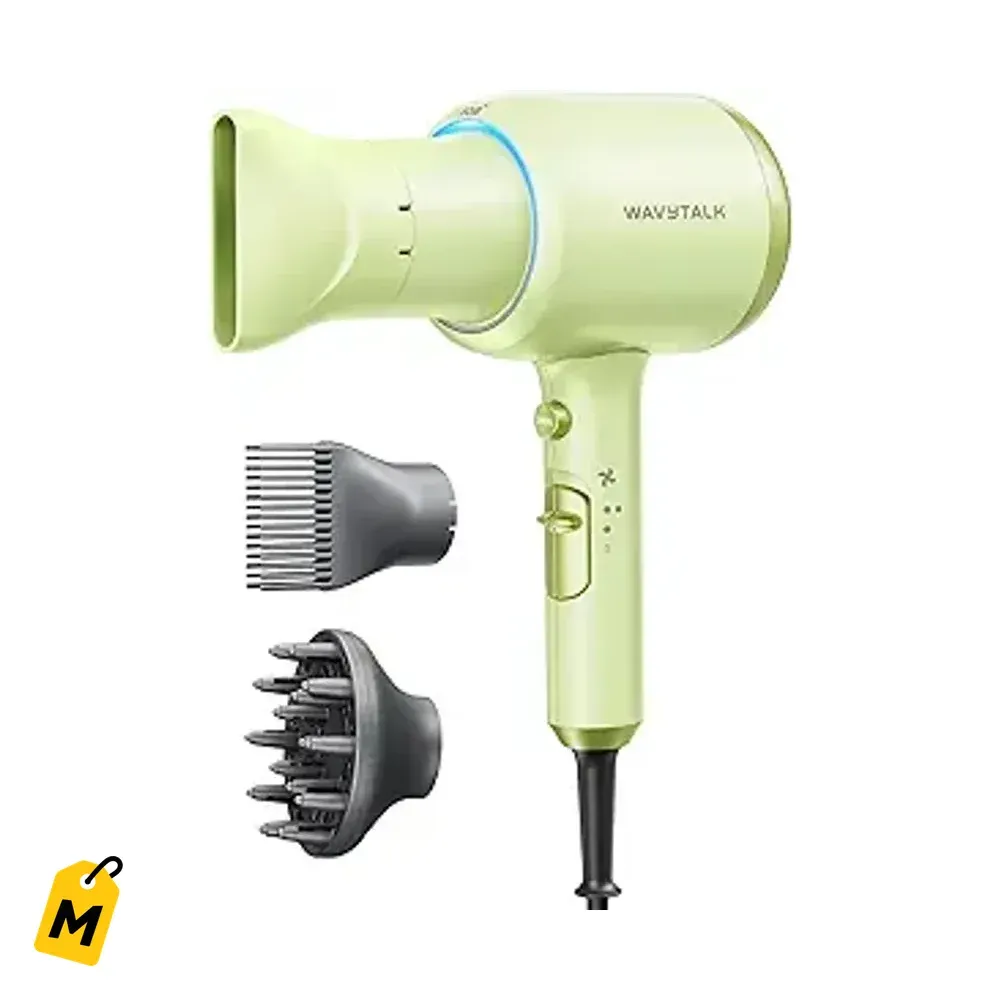 Secador Wavytalk 1875W: Pelo seco al toque, con difusor y peine, verde