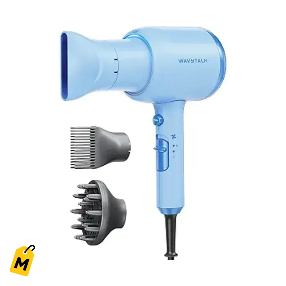 Secador Wavytalk Ionic Rapido con Difusor para Pelo Rizado - 1875W, Ligero y Silencioso
