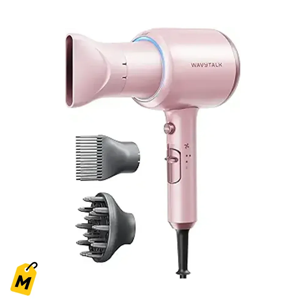 Secador Wavytalk Ionico 1875W Rosado - Secado Rapido y Pelo Brilloso sin Frizz