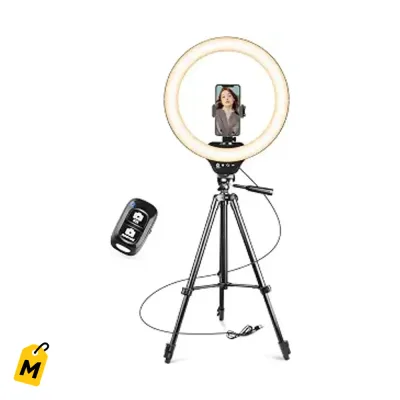 Sensyne Aro de Luz 14 pulg con Tripode, Soporte Celular y Control Bluetooth