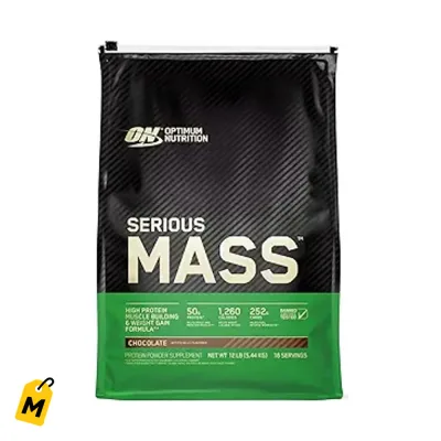 Serious Mass Chocolate 12 Lbs Ganador de Peso Proteina con Vit C Zinc y Creatina