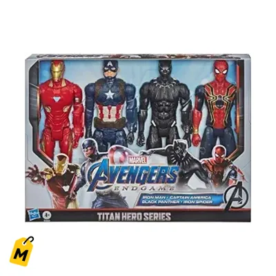 Set 4 Munecos Avengers Endgame Titan Hero 12in: Capitan America, Iron Man y mas!