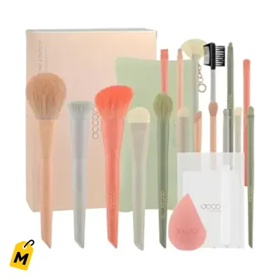 Set Brochas Docolor 17+2 Pcs Morandi con Bulto Esponja y Protector Maquillaje
