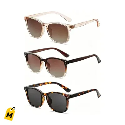 Set de 3 Lentes de Sol Mujer Polarizados Retro UV400 Anti-Reflejo Ligeros