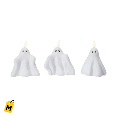 Set de 3 Velas LED Fantasma para Halloween - Sin Peligro, Pura Vibra