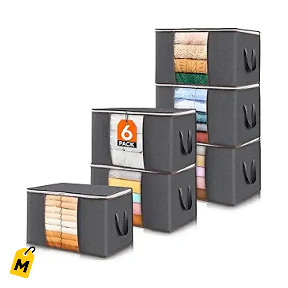 Set de 6 Organizadores Lifewit pa Ropa y Sabanas con Tapa, Plegables y Asas Reforzadas