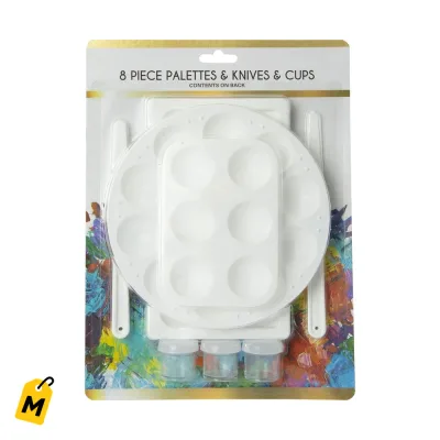 Set de Arte Completo: Paletas, Espatulas y Tarros 8 Piezas