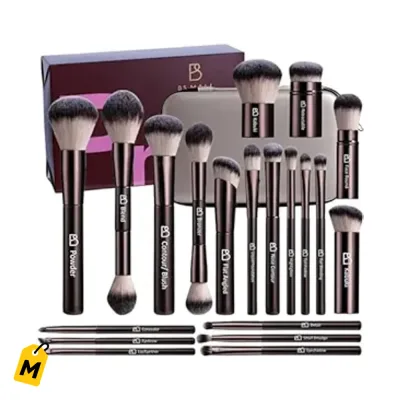 Set de Brochas Maquillaje BS-MALL 20pcs con Estuche Viaje - Para Pros y Principiantes