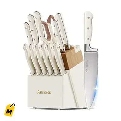 Set de Cuchillos Astercook 14 Piezas Acero Inoxidable con Bloque y Afilador