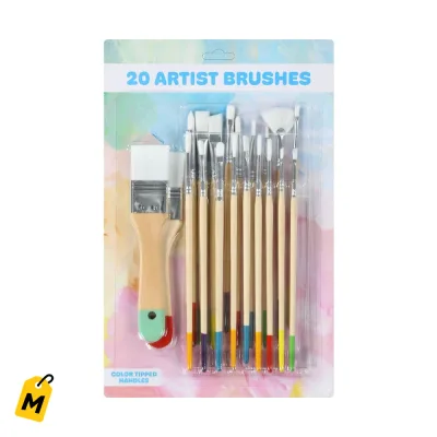 Set de Pinceles 20 Unidades pa Artistas y Manualidades Facil