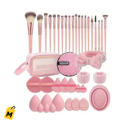Set Maquillaje Profesional HIUZAR 42 Pzas Brochas Esponjas y Accesorios Top