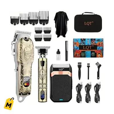Set Maquina Cortar Pelo Profesional Inalambrica LED para Hombre - Regalo Ideal