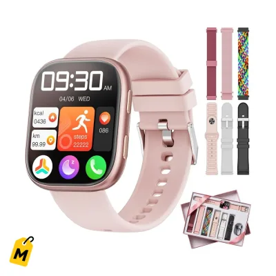 Set de Reloj Inteligente Mingdaln 7 Correas, Pantalla AMOLED, Llamadas y Bateria 7 Dias - 