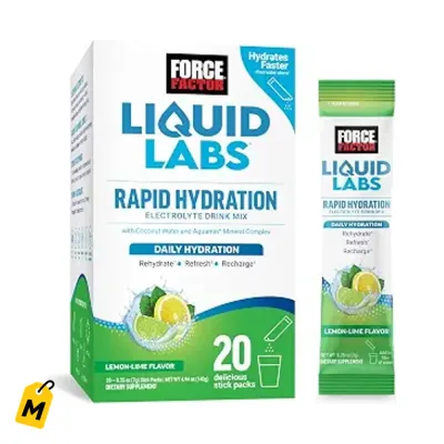 Sobres Electrolitos Force Factor Liquid Labs Sabor Limon-Lima - Hidratacion Rapida con Vit