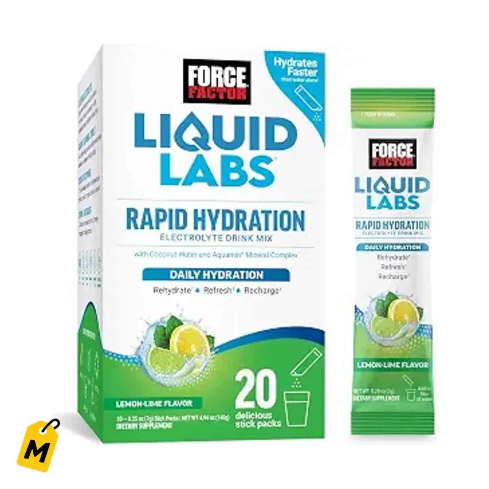 Sobres Electrolitos Force Factor Liquid Labs Sabor Limon-Lima - Hidratacion Rapida con Vit