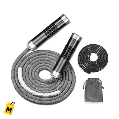 Soga Redify con Peso 1LB Pa Entrenar Duro Sin Enredos Mangos Aluminio Ajustable
