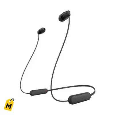 Sony WI-C100 Audifonos Inalambricos Negros: 25 Horas de Sonido Nitido y Resistencia IPX4