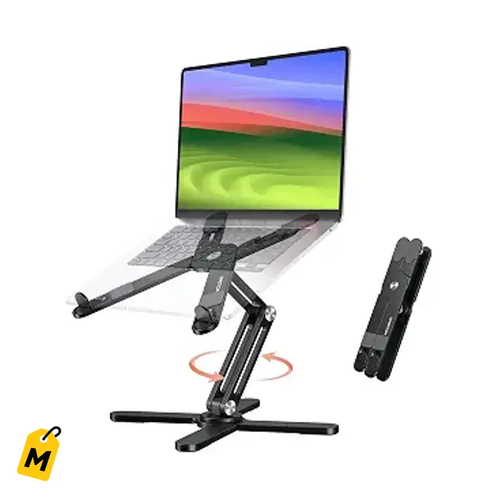 Soporte Laptop OMOTON LA10 Giratorio 360 Plegable Negro Pa Tu Escritorio