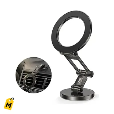 Soporte Magnetico MagSafe Metalico para Carro y Tesla Rotacion 360 Solido