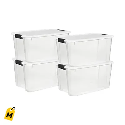 Sterilite Set 4 Cajas Ultra con Cierres Fuertes Transparente