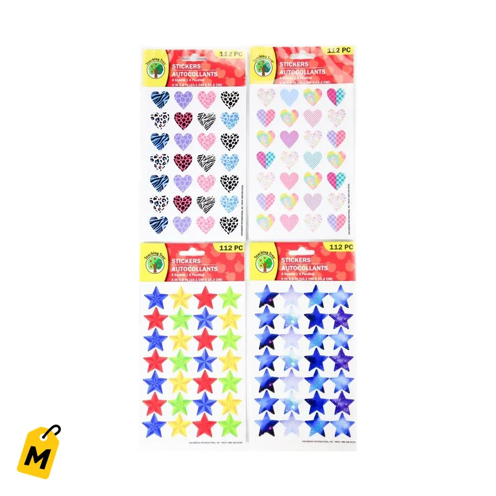 Stickers para Ninos 4 Pliegos Disenos Variados 112 Pzas