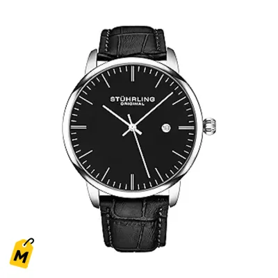Stuhrling Original Reloj pa Hombre 40mm Ultra Fino Correa Piel Cuarzo Elegante
