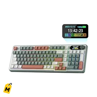 Teclado Mecanico RK S98 Pantalla Inteligente Perilla Inalambrico Hot Swappable Sonido Suav