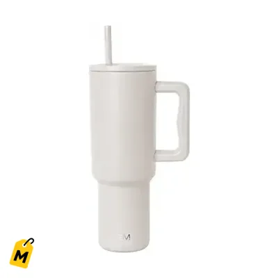 Termo Simple Modern 40 oz con Asa y Sorbeto - Frio o Caliente, Pa tu Carro, Almendra