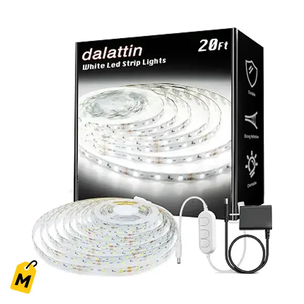 Tira LED Blanca dalattin 20 pies Ajustable Super Brillante 24V para Casa y Decoracion