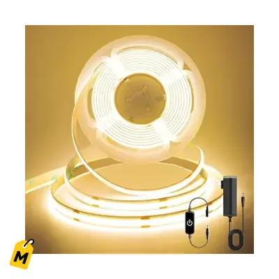 Tira LED COB Pandery 3M Dimmable, Luz Calida Sin Sombras, CRI90+, 24V