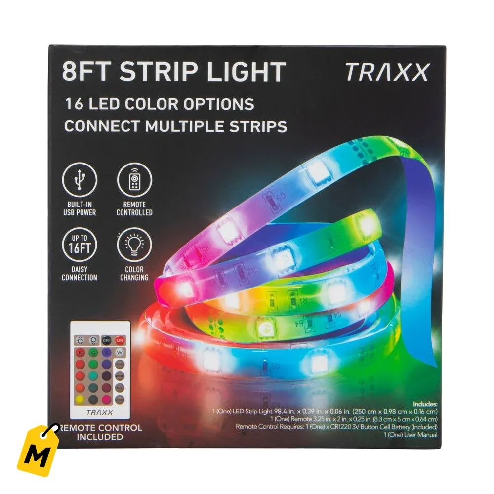 Tira LED Multicolor 8 pies con Control Remoto