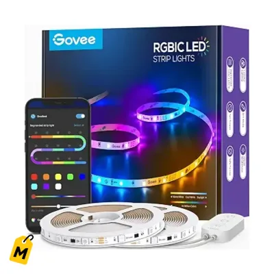 Govee Tiras LED RGBIC 65.6ft Bluetooth Control App Colores Segmentados Musica