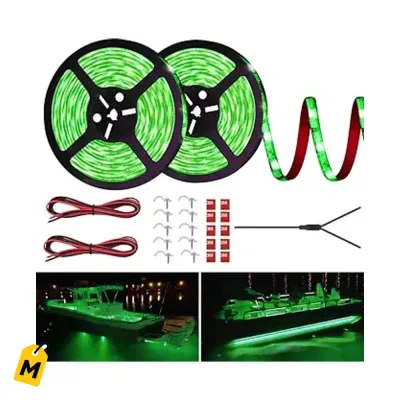 Tiras LED Verde 10m pa Botes Yate Kayak Pesca Noche Luz Interior Exterior