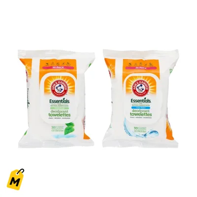 Toallitas Desodorantes Arm & Hammer Essentials, 30 Unidades