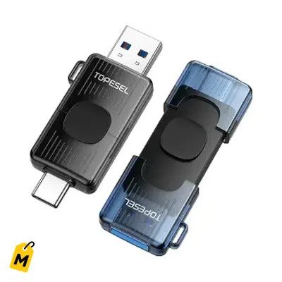 TOPESEL Duo USB 32GB Tipo C y A Alta Velocidad Pa iPhone Android Laptop TV Carro