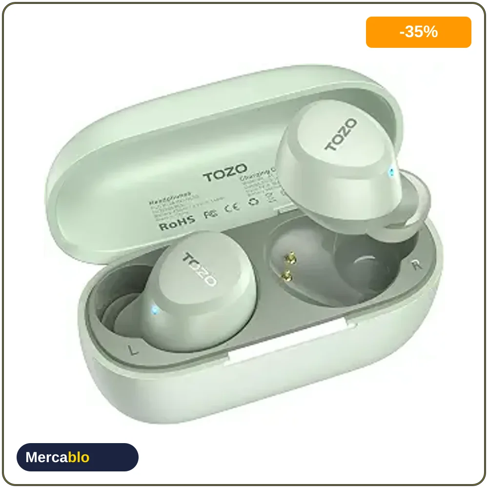 Audifonos TOZO A1 Inalambricos Bluetooth 5.3 Ligeros, Sonido Premium y Bateria Dura